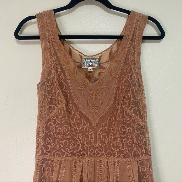 Anthropologie Yoana Baraschi At Dusk Dress Mauve Lace Sleeveless V-neck Mini 4 - Picture 10 of 16